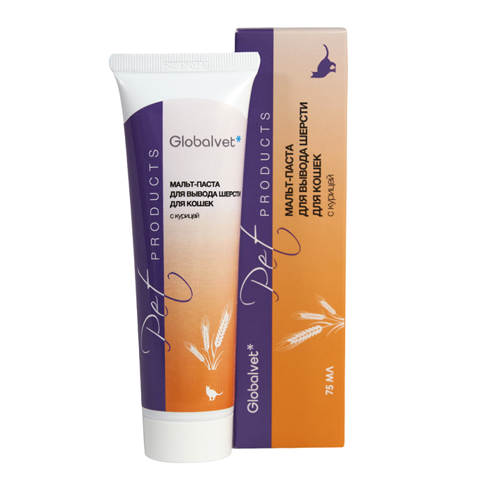 Глобалвет мальт-паста с курицей для выведения шерсти для кошек 75 мл
