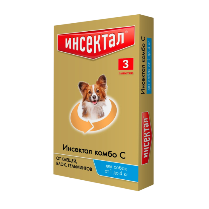 Инсектал Комбо С капли для собак 1-4 кг 3 пипетки