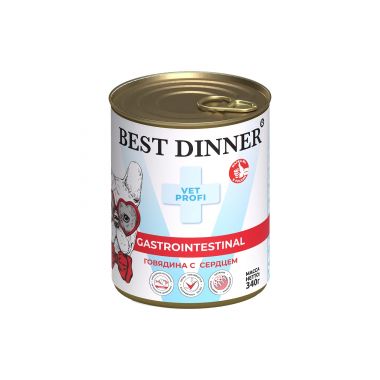 Бест Диннер Вет профи гастроинтестинал корм для собак с говядиной и сердцем 340 г