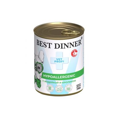 Best Dinner Vet Profi Hypoallergenic Exclusive корм для собак с индейкой и кроликом 340 г