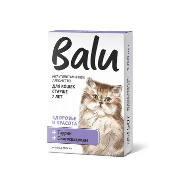 Balu Здоровье и красота лакомство для кошек старше 7 лет 100 таблеток