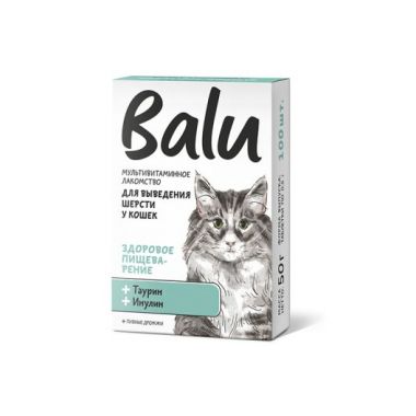 Balu Здоровое пищеварение лакомство для выведения шерсти у кошек 100 таблеток
