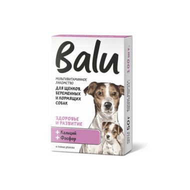 Balu Здоровье и развитие лакомство для щенков, беременных и кормящих собак 100 таблеток