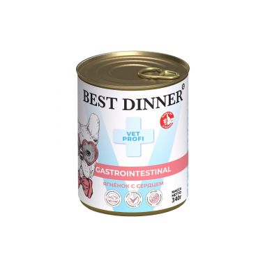 Best Dinner Exclusive Vet Profi Gastrointestinal с ягненком и сердцем ветдиета для собак и щенков 340 г