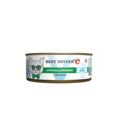 Best Dinner Vet Profi Hypoallergenic с кроликом ветдиета для кошек и котят 100 г