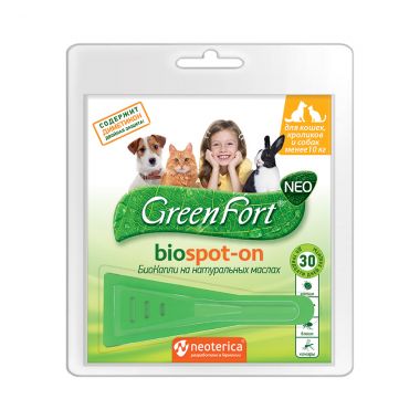 GreenFort neo капли от блох и клещей для животных до 10 кг 1 пипетка