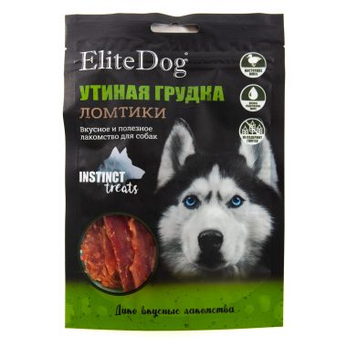 EliteDog Instinct Treats ломтики из утиной грудки лакомство для собак 100 г