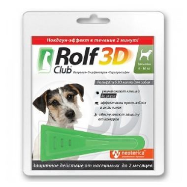 Rolf Club 3D Капли инсектоакарицидный для собак 4-10 кг