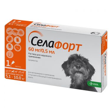 Селафорт 60 мг капли для собак 5,1-10,0 кг 1 пипетка
