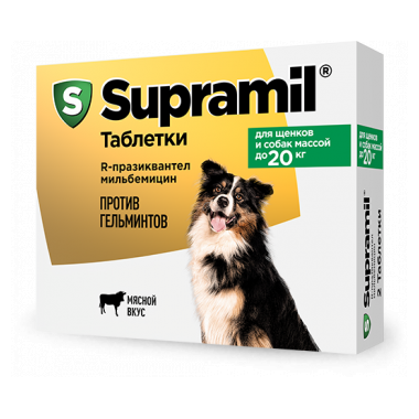 Супрамил таблетки для щенков и собак весом до 20 кг 1 таблетка