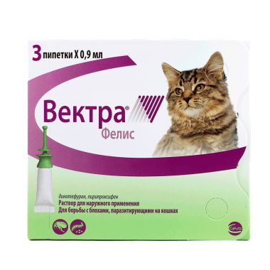 Вектра Фелис Капли инсектоакарицидные для кошек 1 пипетка